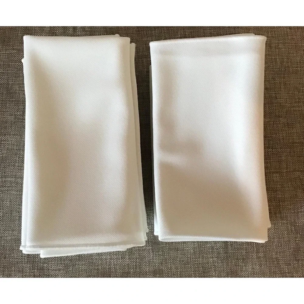 VTG‎ 70's White Cloth Napkins (10) Twill Weave Polyester Linens Classic Elegant